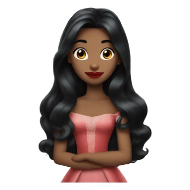 Disney Princess Black Long hair red lips sticker