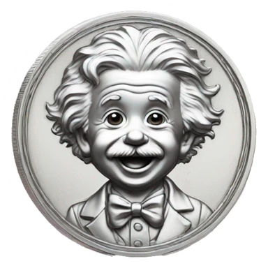 albert einstein happy baby face silver medal sticker