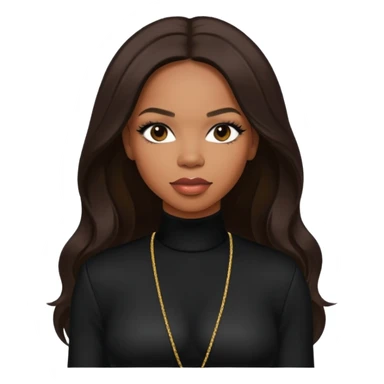 Tenitra Michelle Williams, R&B Singer (b.1979) from Destiny's Child with long dark brown hair, medium dark skin, black outfit sticker