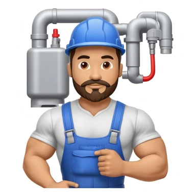 Hispanic HVAC technician with goatee beard as an action figure logo sticker