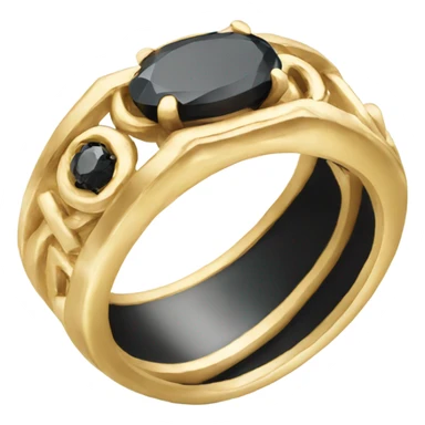 gold ring with black oval diamond sticker