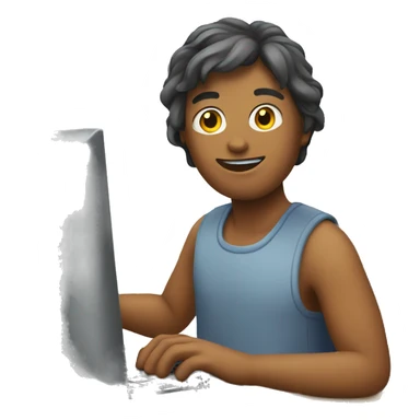 Person playing on pc sticker