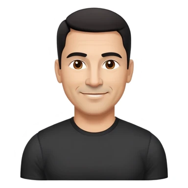 Broad-shouldered Hispanic man in his 50s, light brown complexion, square face with defined jawline, very short black hair with tight fade, thick straight eyebrows, medium dark eyes with vibrant look, wide nose, confident smile, wearing black fitted athletic shirt sticker