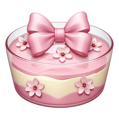 Sakura pudding shaped like a bow with cherry blossom petals sticker