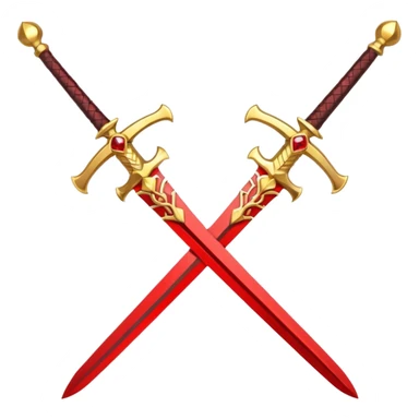 Golden fiery royal two crossed swrods with red gem and golden blade sticker