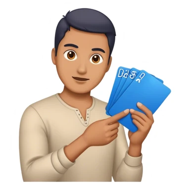  Man holding a blue card, playing ddakji sticker