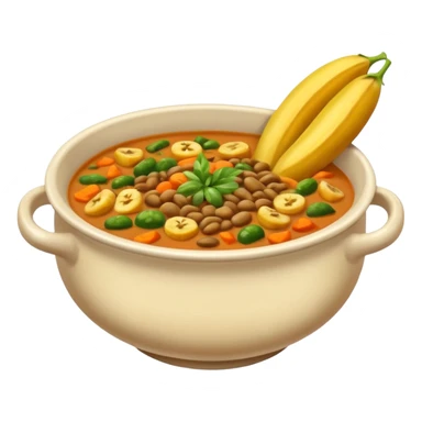 lentil soup with pieces of plantain and mixed vegetables in a warm bowl sticker