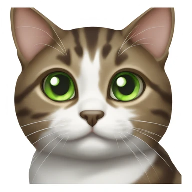 Dark Brown and white tabby cat with green eyes sticker
