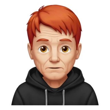 old manwith red hair and black hoodie sticker