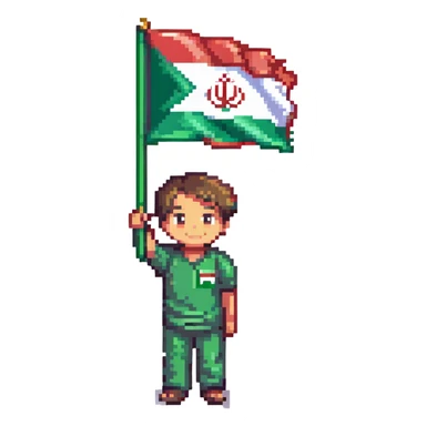 A boy holding the Iran flag. sticker