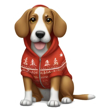 Doodle dog wearing a Christmas hoodie sticker