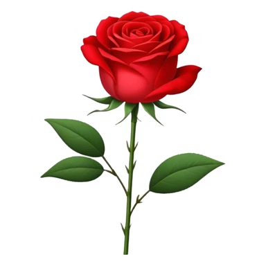 single Bright Red Tea Rose, straight stem sticker