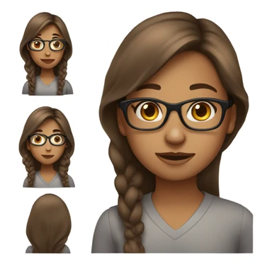 girl with brown long hair, with classes and with hoop earing sticker