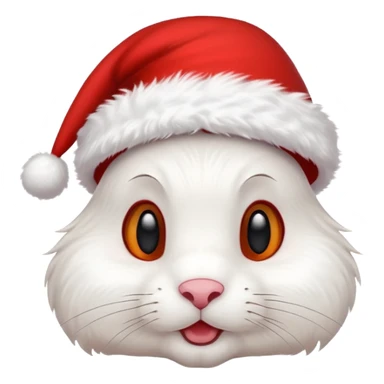 white rabbit with ears in a christmas hat sticker