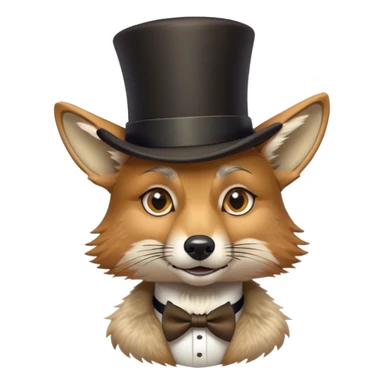 Fancy Coyote wearing a top hat and a monocle sticker