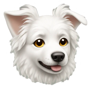 Realistic white dog with log fluffy ears and curly tail sticker