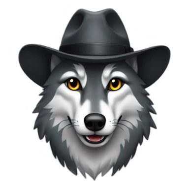 Grey wolf with a black fedora sticker