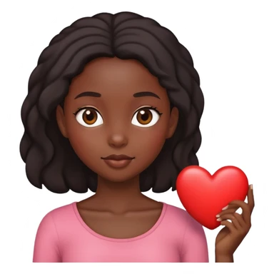 Black girl with a cute heart sticker