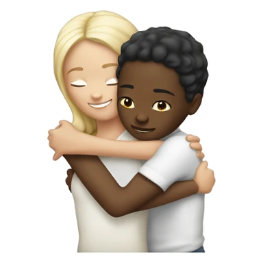 Black girl hugging her white friend sticker