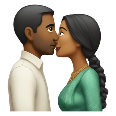 Indian woman kissing white man sticker