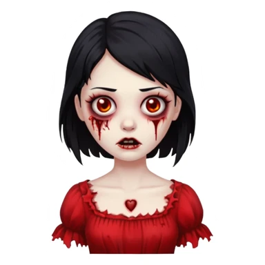 zombie girl with black hair, red dress sticker