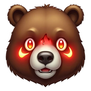ANGRY looking bloodstained bear with glowing white eyes sticker