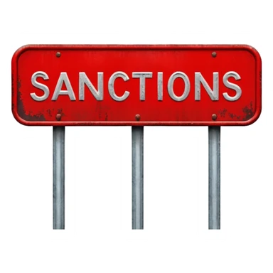 
red road sign with the inscription sanctions sticker