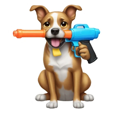 dog with a water gun sticker