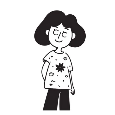 Cartoonish girl smiling with short hair sticker