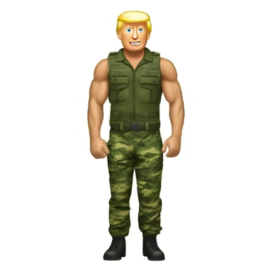 muscular man in camouflage nature with trump  sticker