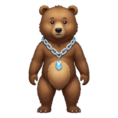 Full-body realistic brown bear on all four legs, slightly different pose, serious expression, entire bear with ice chain around neck, detailed fur sticker