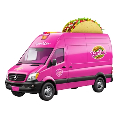Barbie’s hot tacos Extended length Sprinter 4500 van high roof delivery truck   sticker