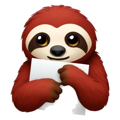 a red sloth holding a letter sticker