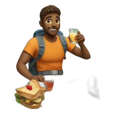 Hiking a mountain and having brunch at the same time sticker