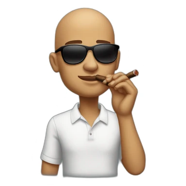 bald man young strong with sunglsses smoking a cigar sticker
