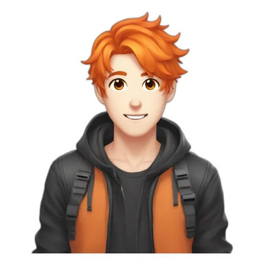 vtuber,lewis todd,orange hair sticker