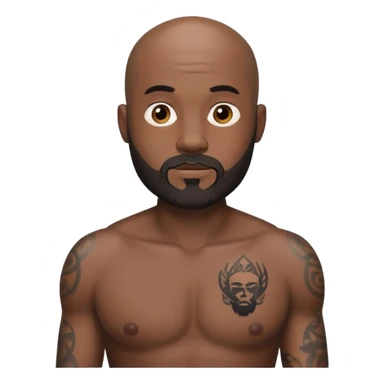 bald man with a beard and chest tattoos sticker