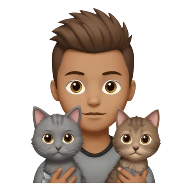 boy with brown hair and light brown skin tone and mohawk and a cat sticker