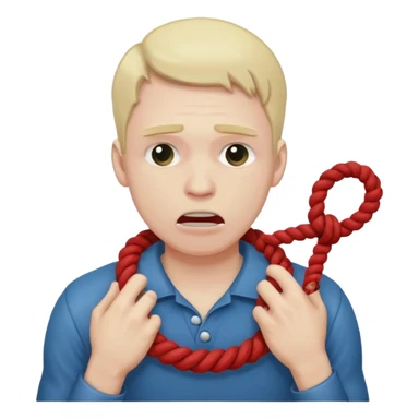 a guy strangling himself chocking himself with a rope sticker