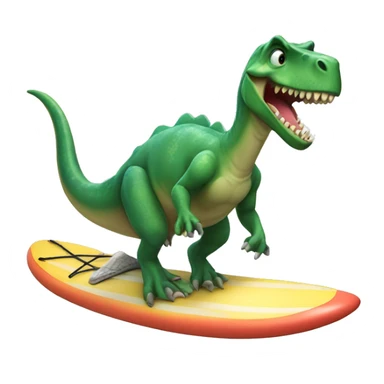 dinosaur riding a surfboard  sticker