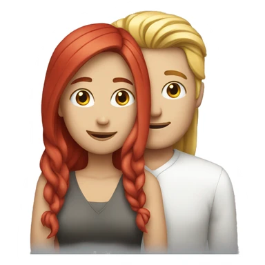 White Man with long hair hugging a white red hair woman sticker