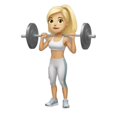 Blonde girl doing squats with barbell sticker