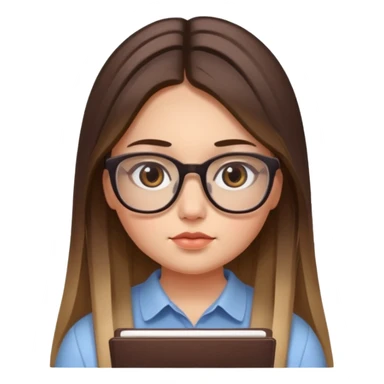 Chica de piel blanca con cabello liso largo con balayage, ojos cafe obcuro con lentes cuadrados, gordita, dando una terapia psicologica sticker