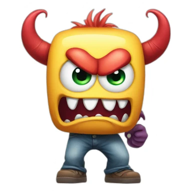 monster cartoon very angry while play video games sticker
