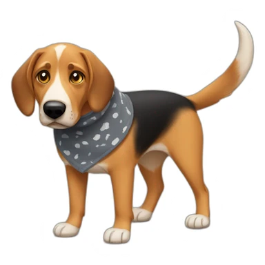 coonhound and German shepherd mix dog wearing bandana and walking sticker