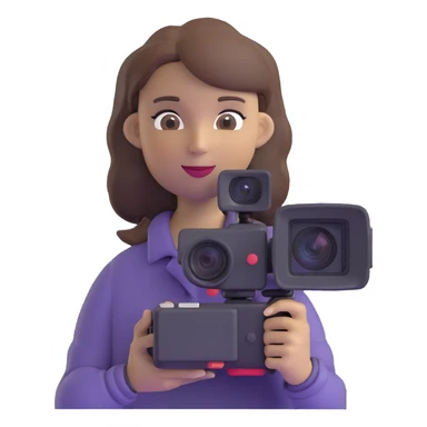 hiking woman with brown hair holding a video camera sticker