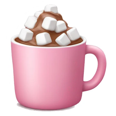 Hot chocolate with marshmallows in a little pink coffee cup sticker
