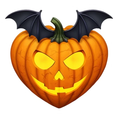 heart with Halloween theme, spooky, pumpkins, bats, dark colors sticker