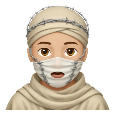 Head wrapped in gauze, mouth sealed with barbed wire. sticker