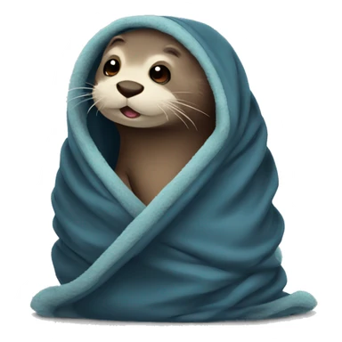 otter cozy in blanket sticker
